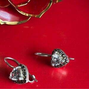 Silver Heart Earrings,925 Silver Earrings.